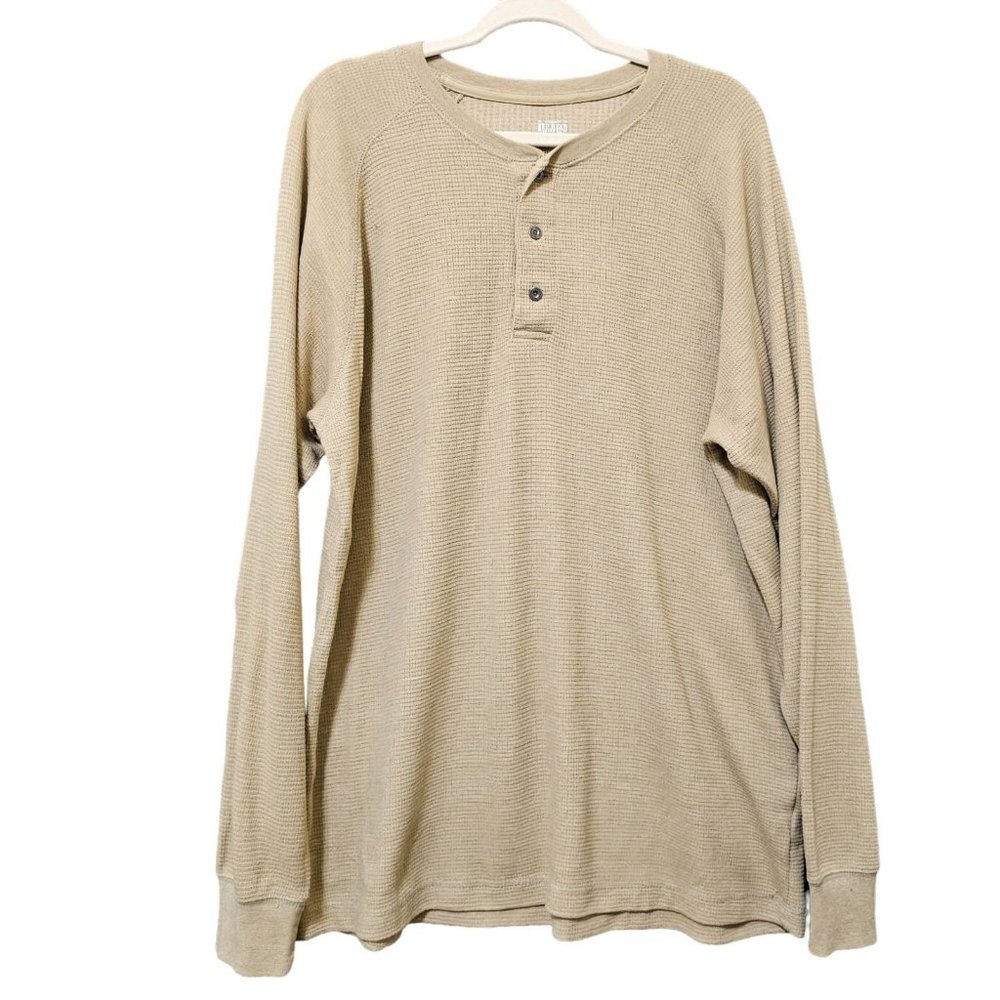 Red‎ Head Brand Co. Henley Shirt Mens XL Cotton Blend Tan 3 Buttons Long Sleeve